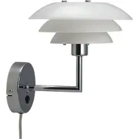 Dyberg Larsen Vägglampa DL20, dimbar, Förkromad / silver, Vardagsrum / matsal, Glas, Skandinavisk, Vägglampa, vägglampa inomhus