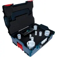 Bosch progressor for Wood+Metal Electrician L-Boxx - Hålsågssats - för trä, metall, aluminum, rostfritt stål, polyvinylklorid (PVC) - 8 delar