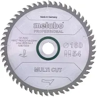 Metabo MULTI CUT PROFESSIONAL 628293000 Cirkelsågblad 165 x 20 x 1.4 mm Antal tänder (per tum): 54 1 st