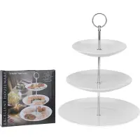 Excellent Housewares 3-vånings tårtfat Excellent Houseware KO-628900040, vit porslin