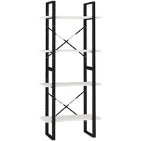 vidaXL Bokhylla 4 hyllplan vit 60x30x140 cm massiv furu