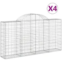 vidaXL Gabioner bågformade 4 st 200x30x100/120 cm galvaniserat järn