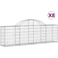 vidaXL Gabioner bågformade 8 st 200x30x60/80 cm galvaniserat järn