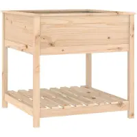 vidaXL Odlingslåda med hylla 82,5x82,5x81 cm massiv furu