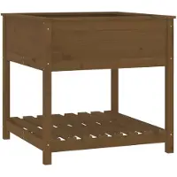 vidaXL Odlingslåda med hylla honungsbrun 82,5x82,5x81 cm massiv furu