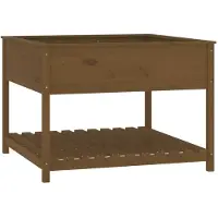 vidaXL Odlingslåda med hylla honungsbrun 111,5x111,5x81 cm massiv furu