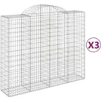 vidaXL Gabionkorgar, 3 st, 200X50X160/180 cm, Galvaniserat Järn