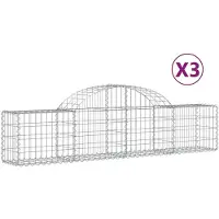 vidaXL Gabion bågformad 3 st 200x30x40/60 cm galvaniserat järn