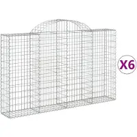 vidaXL Gabioner bågformade 6 st 200x30x120/140 cm galvaniserat järn