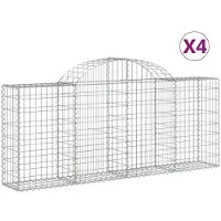 vidaXL Gabioner bågformade 4 st 200x30x80/100 cm galvaniserat järn