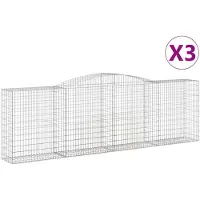 vidaXL Gabioner bågformade 3 st 400x50x120/140 cm galvaniserat järn