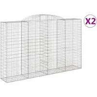 vidaXL Gabioner bågformade 2 st 300x50x180/200 cm galvaniserat järn