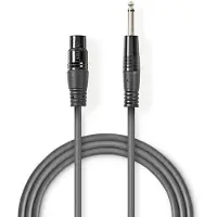 Nedis Obalanserad ljudkabel | XLR 3-stifts hona | 6.35 mm Hane | Nickelplaterad | 3.00 m | Rund | PVC | Mörkgrå | Kartonghylsa