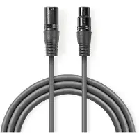 Nedis DMX adapterkabel | XLR 3-stifts hane | XLR 3-stifts hona | Nickelplaterad | 5.00 m | Rund | PVC | Mörkgrå | Kartonghylsa