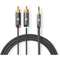 Nedis Stereoljudkabel | 3.5 mm Hane | 2x RCA Hane | Guldplaterad | 5.00 m | Rund | Grått Med Metall | Kartong med täckt fönster