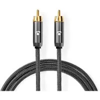 Nedis subwoofer Kabel | RCA Hane | RCA Hane | Guldplaterad | 5.00 m | Rund | 4.5 mm | Antracit / Grått Med Metall | Kartong med täckt fönster