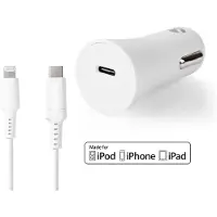 Nedis Billaddare | 20 W | 1.67 / 2.22 / 3.0 A | Antal utgångar: 1 | Port typ: USB-C(tm) | Lightning 8-Pin (Lös) Kabel | 1.00 m | Automatiskt val av Spänning