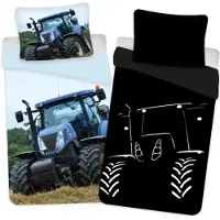 Licens Traktor påslakanset - 100% bomull - Barnpåslakanset 140x200 cm - Blå traktor - Självlysande