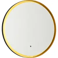 QAZQA Badrumsspegel svart med guld inkl LED och touchdimmer - Pim