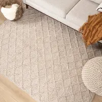 Studio Clarice Vävd matta i ull | Knit beige hos Volero | 80x150cm | Creme | Rektangel | Inomhusmattor