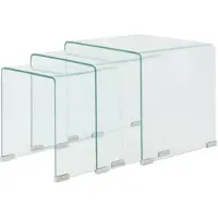 vidaXL Set med Inskjutbara Bord, 3 st, Härdat Glas
