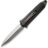 We Knife Diatomic WE22032-3 Black Titanium Bronze Accents, Bead Blasted Single Edge pocket knife