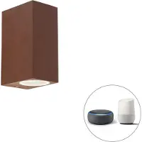 QAZQA Smart vägglampa rostbrun IP44 inkl. 2 Wifi GU10 - Baleno