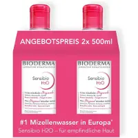 Bioderma Sensibio H2O - Micellärt vatten för känslig hud, skonsam rengöring - duo pack Smink remover 1000 ml