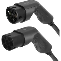 Deltaco laddkabel typ 2 - typ 2, 3 fas, 16A, 5 meter