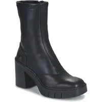 Art för kvinnor. 119731101003_001 Ankelstövlar i svart läder - klackhöjd: 9 cm (41), Hud, 8 till 10 cm, Zip, Casual