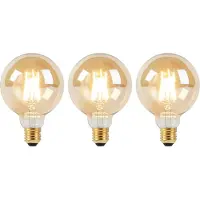 LUEDD Set med 3 E27 Dim to Warm LED-lampor G95 guld 8W 806lm 2000-2700K