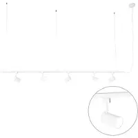 QAZQA Modernt hängande skensystem med 5 spotlights vit 1-fas - Iconic Jeana