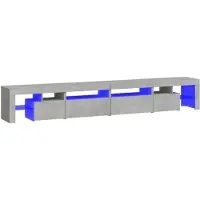 vidaXL Tv-bänk med LED-belysning betonggrå 260x36,5x40 cm