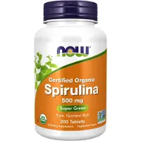 Now , Certifierad Organisk Spirulina, 3 000 mg, 200 tabletter (500 mg Per Tablet)