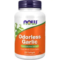 Now , Odoless Garlic, 250 mjuka kapslar (25 mg per Softgel)