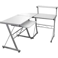 vidaXL Datorbord hörn vit 132x112x99 cm konstruerat trä