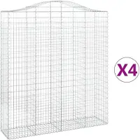 vidaXL Gabioner bågformade 4 st 200x50x220/240 cm galvaniserat järn