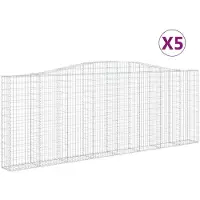 vidaXL Gabioner bågformade 5 st 400x30x140/160 cm galvaniserat järn
