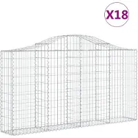 vidaXL Gabioner bågformade 18 st 200x30x100/120 cm galvaniserat järn