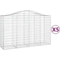 vidaXL Gabioner bågformade 5 st 200x50x120/140 cm galvaniserat järn