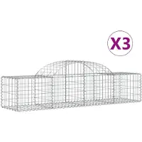 vidaXL Gabioner bågformade 3 st 200x50x40/60 cm galvaniserat järn