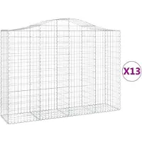vidaXL Gabioner bågformade 13 st 200x50x140/160 cm galvaniserat järn