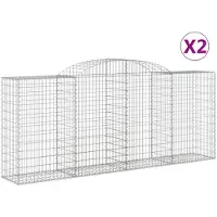 vidaXL Gabioner bågformade 2 st 300x50x120/140 cm galvaniserat järn