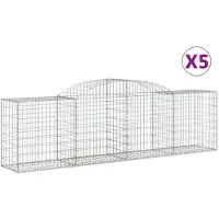 vidaXL Gabioner bågformade 5 st 300x50x80/100 cm galvaniserat järn