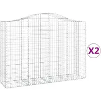 vidaXL Gabioner bågformade 2 st 200x50x140/160 cm galvaniserat järn