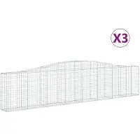 vidaXL Gabioner bågformade 3 st 400x30x80/100 cm galvaniserat järn