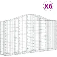 vidaXL Gabioner bågformade 6 st 200x30x100/120 cm galvaniserat järn