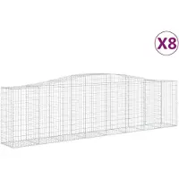 vidaXL Gabioner bågformade 8 st 400x50x100/120 cm galvaniserat järn