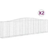 vidaXL Gabioner bågformade 2 st 400x30x100/120 cm galvaniserat järn