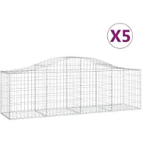vidaXL Gabioner bågformade 5 st 200x50x60/80 cm galvaniserat järn